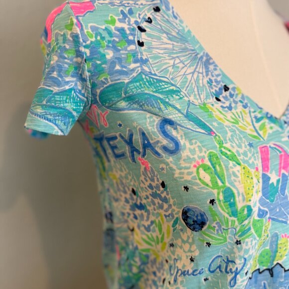 Lilly Pulitzer "Lilly Loves Texas" Etta v-neck top Ladies XXS - NWT - Picture 4 of 10